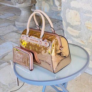 NWT Michael Kors metallic duffle bag&wallet rose